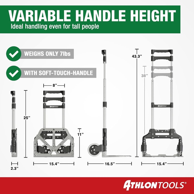 Product Athlon Tools Folding Aluminum Transport Trolley with Maximum Load Capacity 70 kg base image