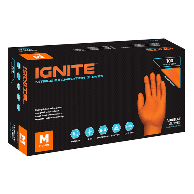 Product Aurelia Ignite Γάντια Νιτριλίου Χωρίς Πούδρα Πορτοκαλί (100 τμχ) base image