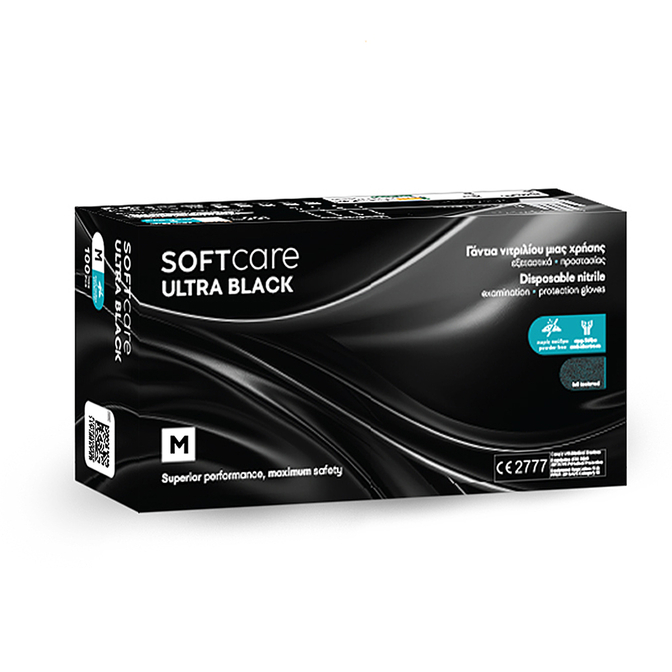 Product Soft Care Ultra Γάντια Νιτριλίου Χωρίς Πούδρα Μαύρα (100 τμχ) base image